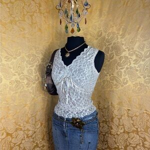 ✨Vintage Y2K Boho Fairy Sage Green Lace Tank Top✨